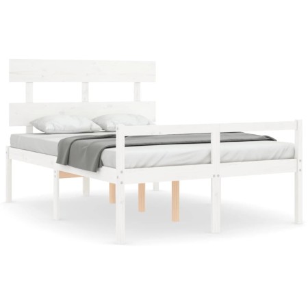 Letto per Anziani con Testiera Bianco 120x200 cm Legno Massello