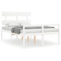 Letto per Anziani con Testiera Bianco 140x190 cm Legno Massello