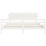 Giroletto con Testiera Bianco 200x200 cm in Legno Massello