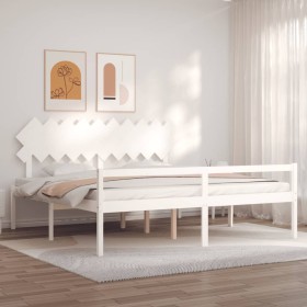 Letto per Anziani con Testiera Bianco 200x200 cm Legno Massello