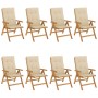 Sedie da Giardino Reclinabili con Cuscini 8 pz in Legno di Teak