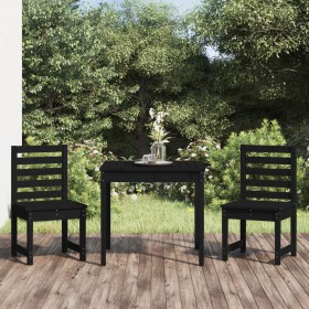 Set da Bistrot da Giardino 3 pz Nero in Legno Massello di Pino