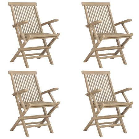 Sedie Giardino Pieghevoli 4pz Grigie 56x61x89 cm Massello Teak