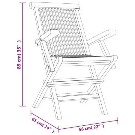 Sedie Giardino Pieghevoli 4pz Grigie 56x61x89 cm Massello Teak