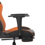 Sedia da Gaming con Poggiapiedi Nero e Arancione in Similpelle