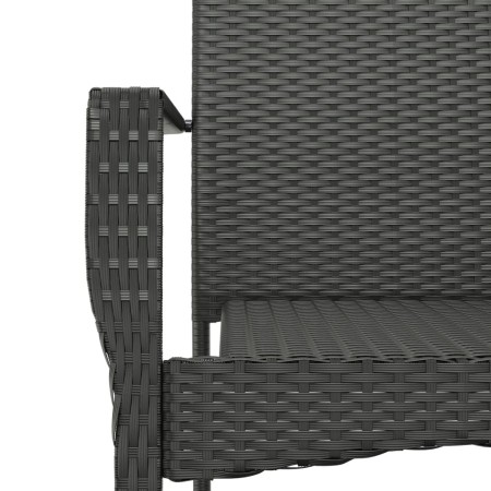 Set da Pranzo da Giardino 3 pz con Cuscini Nero in Polyrattan