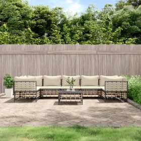 Set Divani da Giardino 8 pz con Cuscini Antracite in Polyrattan