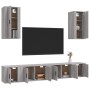 Set di Mobili Porta TV 6 pz Grigio Sonoma in Legno Multistrato