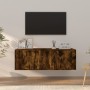 Set Mobili Porta TV 2 pz Rovere Fumo in Legno Multistrato