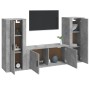 Set di Mobili Porta TV 3 pz Grigio Cemento in Legno Multistrato