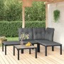 Set Salotto da Giardino 5 pz Nero e Grigio in Polyrattan