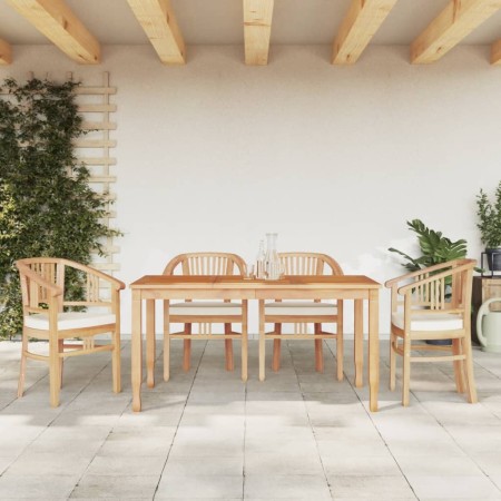 Set da Pranzo per Giardino 5 pz in Legno Massello di Teak