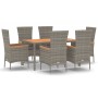 Set da Pranzo da Giardino 7 pz con Cuscini in Polyrattan Grigio