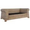 Divano a 2 Posti con Cuscini in Rattan Naturale