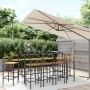 Set Bar Giardino 11 pz Nero Polyrattan e Legno Massello Acacia