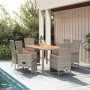 Set da Pranzo da Giardino 7 pz con Cuscini in Polyrattan Grigio