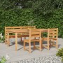 Set da Pranzo per Giardino 4 pz in Legno Massello di Teak