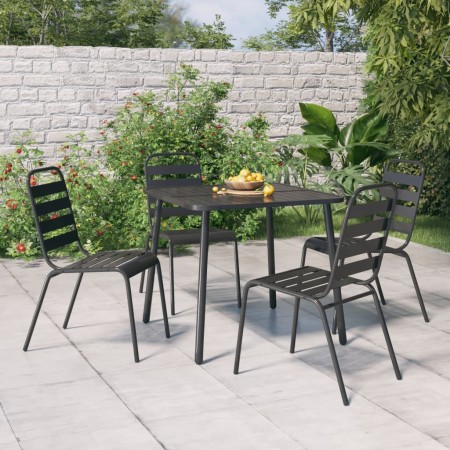 Set da Pranzo da Giardino 5 pz in Acciaio Antracite