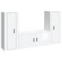 Set Mobili Porta TV 3 pz Bianco Lucido in Legno Multistrato