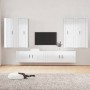 Set di Mobili Porta TV 6 pz Bianco Lucido in Legno Multistrato