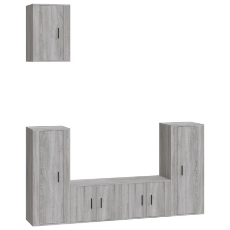 Set di Mobili Porta TV 5 pz Grigio Sonoma in Legno Multistrato