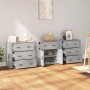 Credenze 3 pz Grigio Sonoma in Legno Multistrato