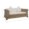 Divano a 2 Posti con Cuscini in Rattan Naturale