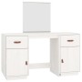 Set Toeletta con Specchio Bianco in Legno Massello di Pino