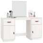Set Toeletta con Specchio Bianco in Legno Massello di Pino