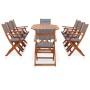 Set Pranzo da Giardino 9 pz Grigio Legno Eucalipto e Textilene