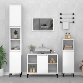 Set Mobili da Bagno 3 pz Bianco in Legno Multistrato