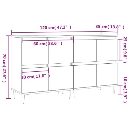 Credenze 2 pz Nere in Legno Multistrato