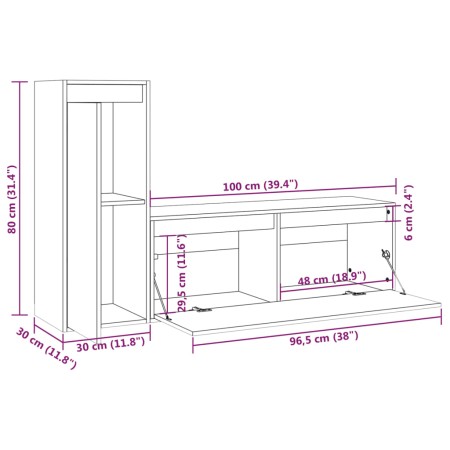 Mobili Porta TV 2 pz Miele in Legno Massello di Pino