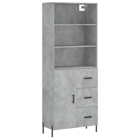 Credenza Grigio Cemento 69,5x34x180 cm in Legno Multistrato