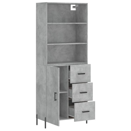 Credenza Grigio Cemento 69,5x34x180 cm in Legno Multistrato