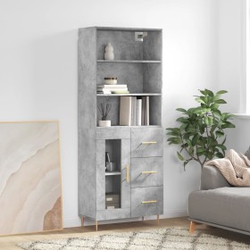 Credenza Grigio Cemento 69,5x34x180 cm in Legno Multistrato