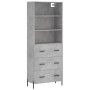 Credenza Grigio Cemento 69,5x34x180 cm in Legno Multistrato