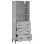 Credenza Grigio Cemento 69,5x34x180 cm in Legno Multistrato