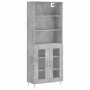 Credenza Grigio Cemento 69,5x34x180 cm in Legno Multistrato