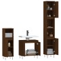 Set Mobili da Bagno 3 pz Rovere Marrone in Legno Multistrato