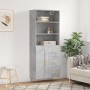 Credenza Grigio Cemento 69,5x34x180 cm in Legno Multistrato