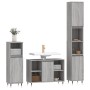 Set Mobili da Bagno 3 pz Grigio Sonoma in Legno Multistrato