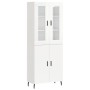 Credenza Bianco Lucido 69,5x34x180 cm in Legno Multistrato