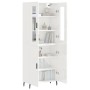 Credenza Bianco Lucido 69,5x34x180 cm in Legno Multistrato