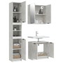 Set di Mobili da Bagno 3 pz Grigio Cemento in Legno Multistrato