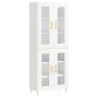 Credenza Bianco Lucido 69,5x34x180 cm in Legno Multistrato