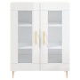 Credenza Bianco Lucido 69,5x34x180 cm in Legno Multistrato