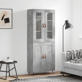 Credenza Grigio Cemento 69,5x34x180 cm in Legno Multistrato