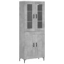 Credenza Grigio Cemento 69,5x34x180 cm in Legno Multistrato