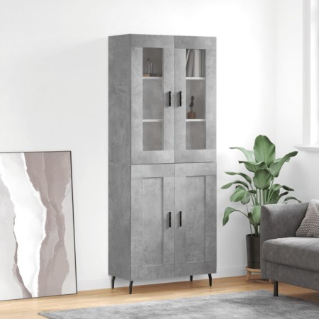 Credenza Grigio Cemento 69,5x34x180 cm in Legno Multistrato